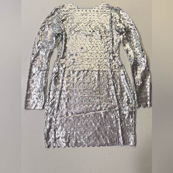 Bella Barnett Silver Metallic Disc Mini Dress — Statement Party Dress Size S-NWT - Picture 5 of 7